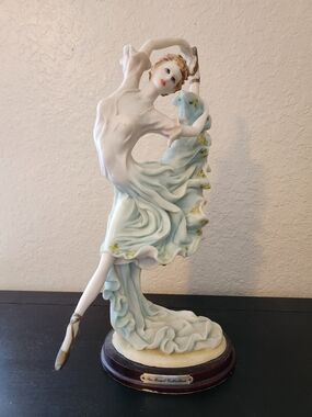 Porcelain Ballerina Figurine in Light Blue and White by the Monet Collection